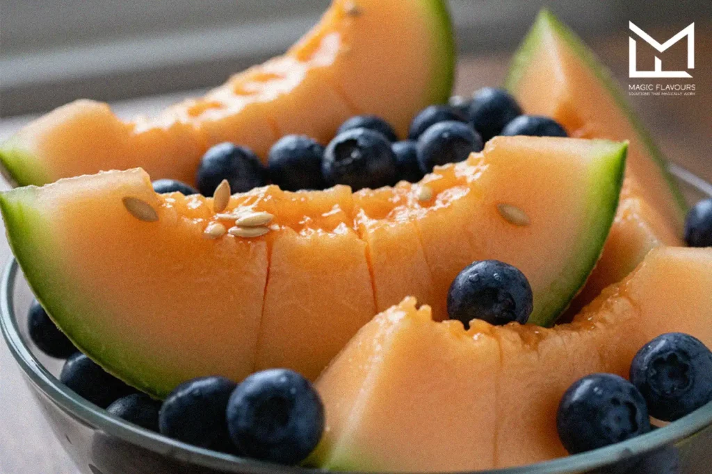 melon shisha mixes: slices with melon and blue berries
