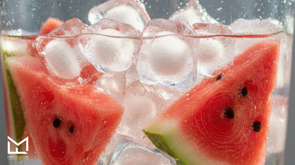 watermelon slices in the ice