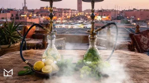 Popular shisha flavors in Morocco - lemon and grape mint hookah in Marrakech