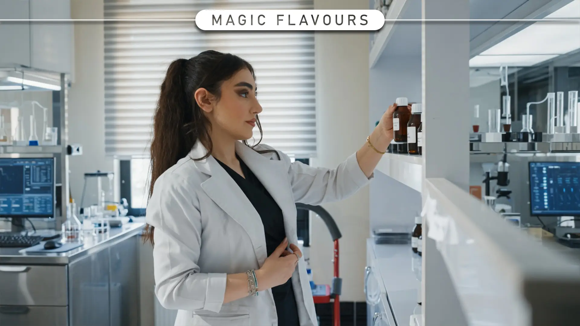 Custom flavor development by a professional flavor maker in a modern laboratory