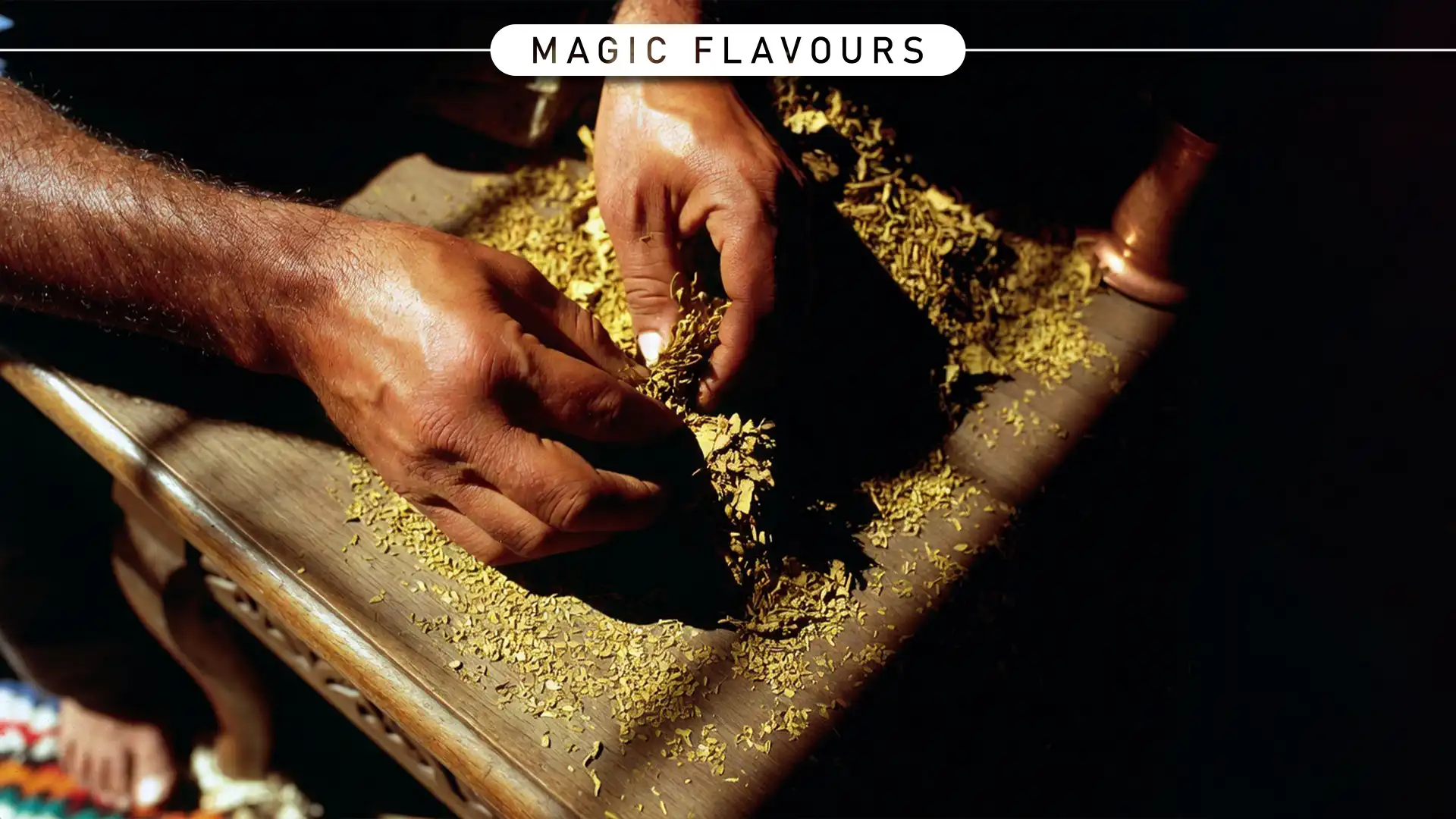Workers preparing traditional shisha tobacco in Morocco