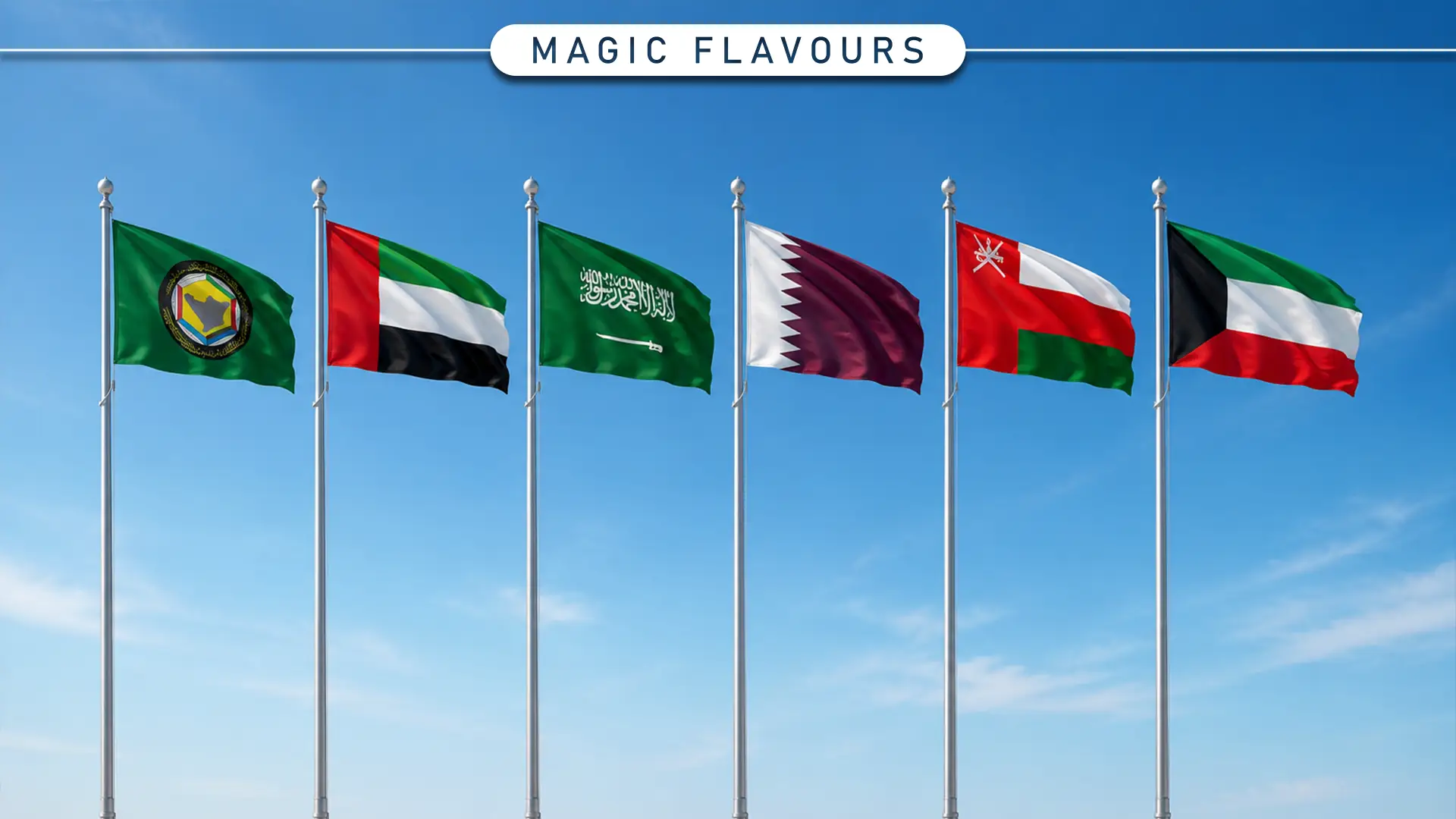 GCC countries flags illustrating shisha flavor preferences across the Gulf market