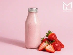 color and taste perception: pink strawberry smoothie