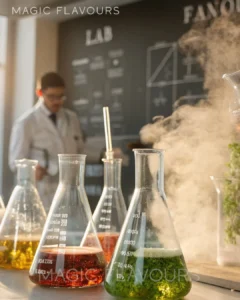 scientist working in laboratory on reaction flavor