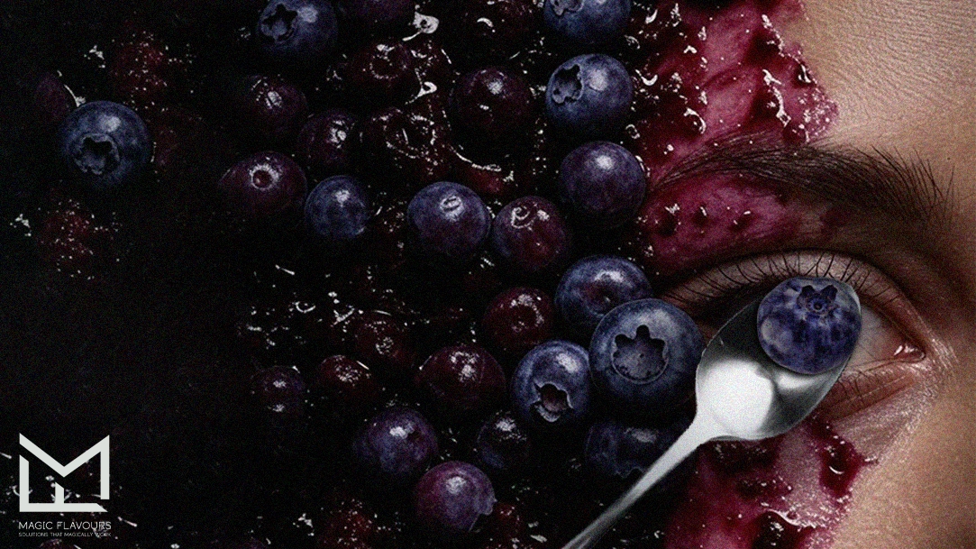 blueberry, spoon, girl face