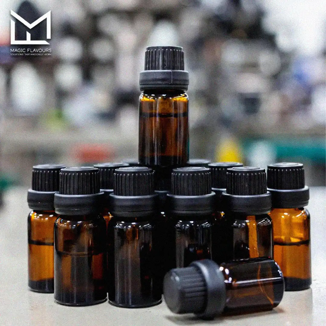 Flavor sample bottles from a reliable flavor supplier's development process