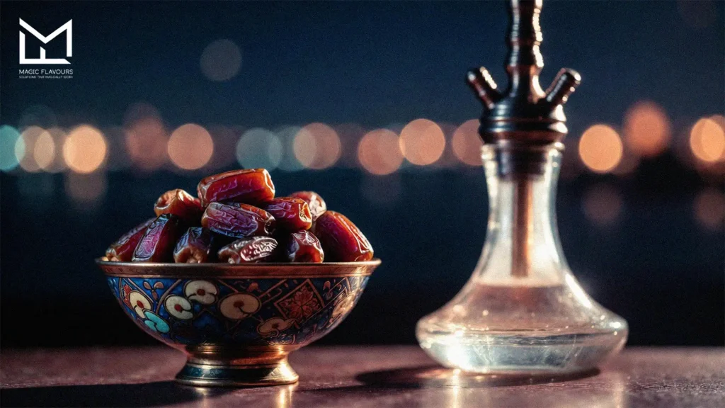 dates in a bowl beside the hookah 