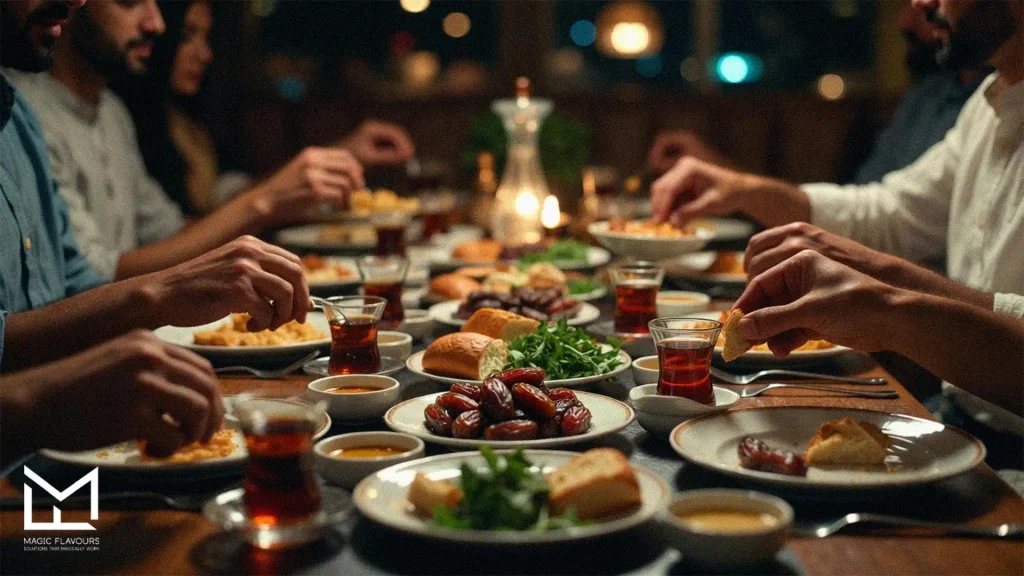 muslims gathering in iftar 