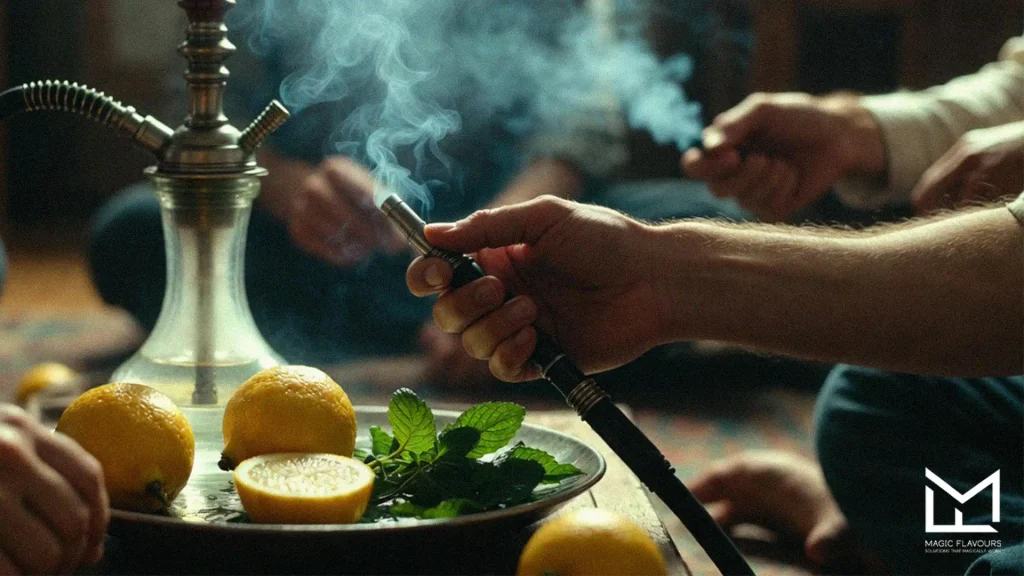hookah with the lemon and mint and people who enjoy it 