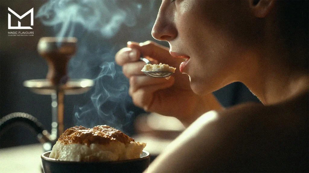 tutti frutti shisha flavour mix: woman eating food 