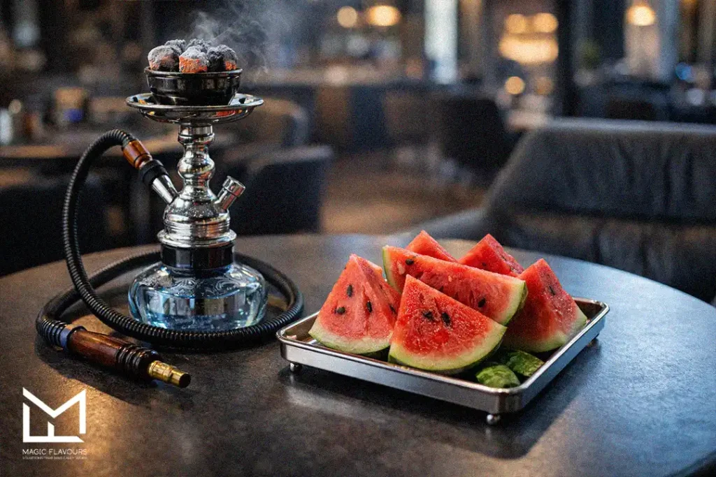 watermelon slices + hookah on the table
