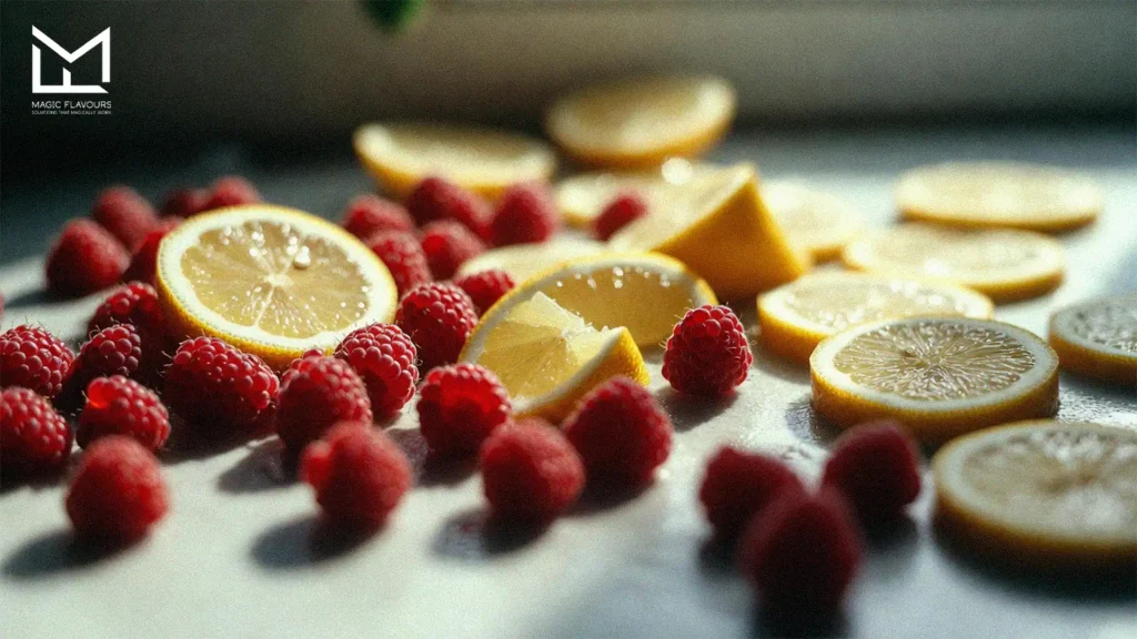 raspberries with the orange slices