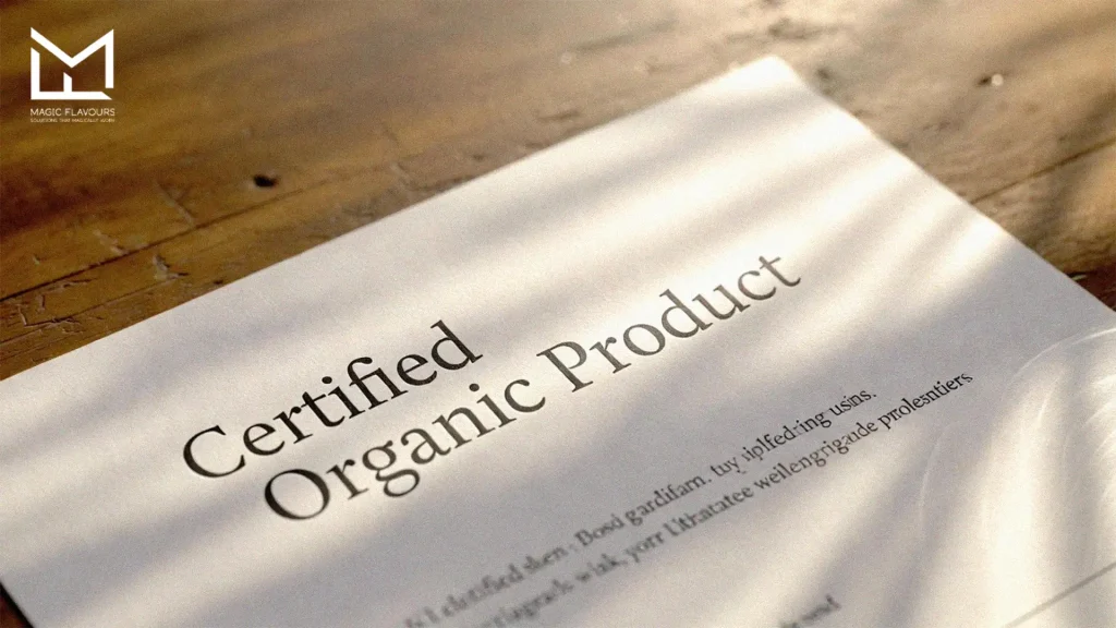 paper written on it certified organic flavour 