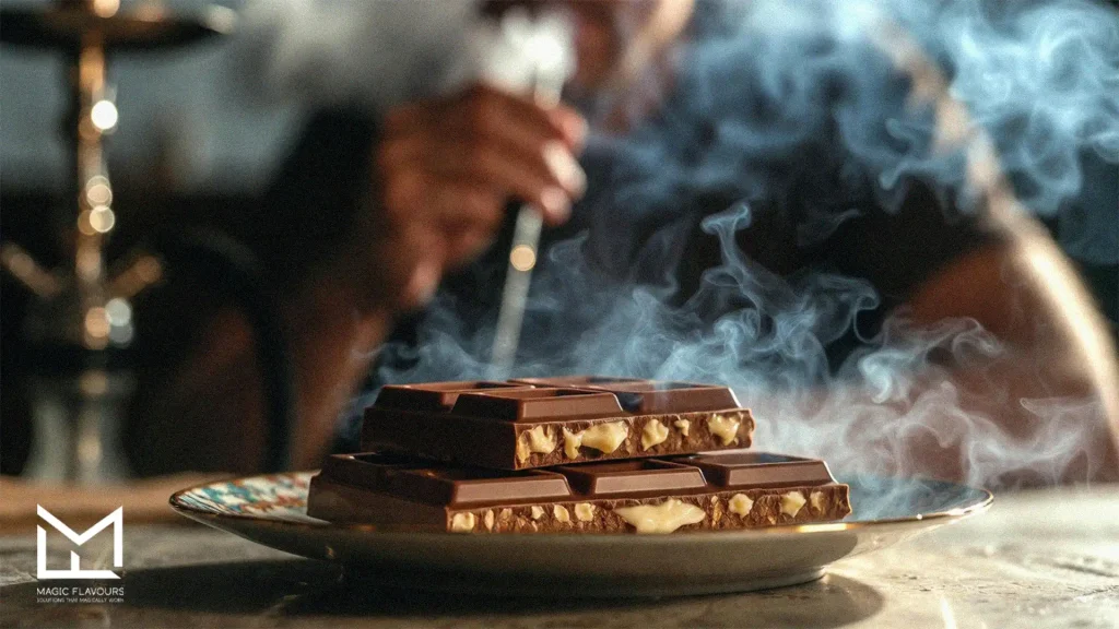 young man enjoying the cocoa based shisha flavour hookah