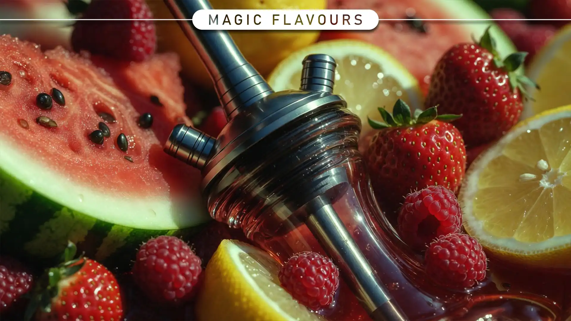 hookah on the watermelon, lemon, and strawberry