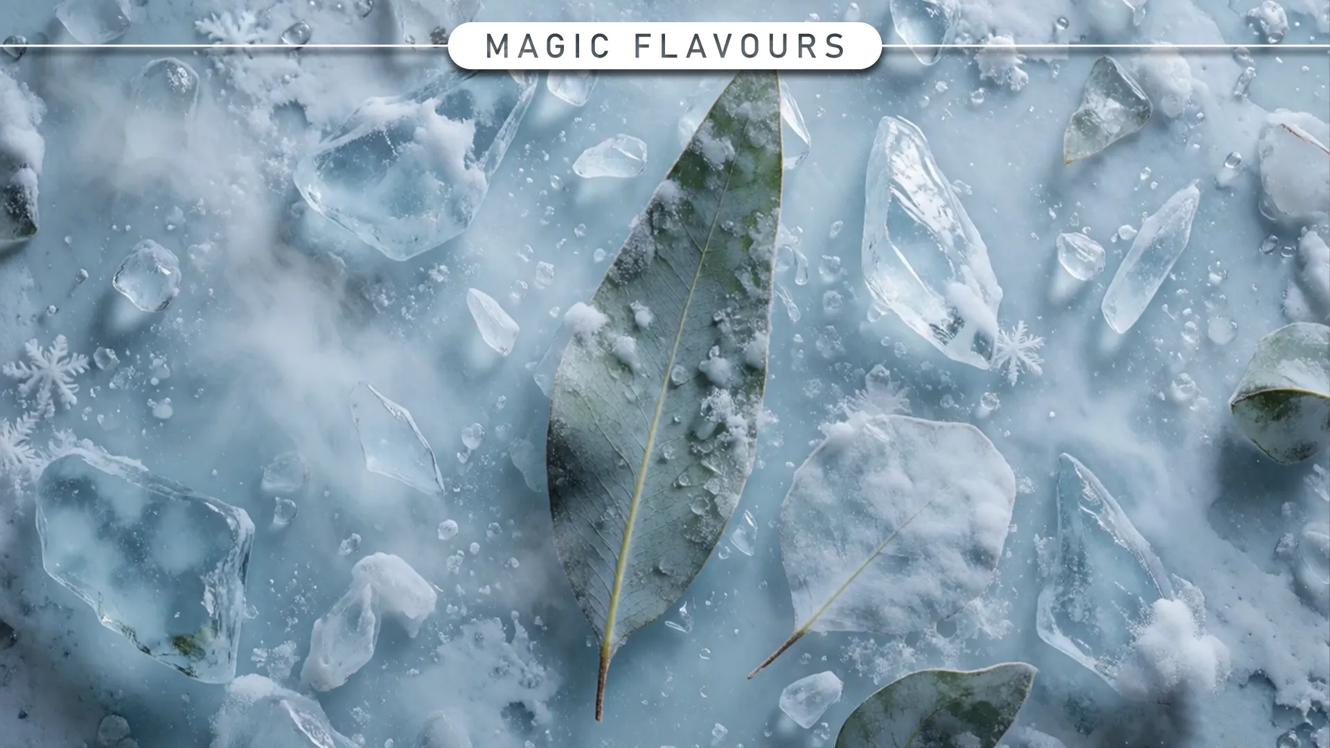 Cooling agent for shisha flavors with ice, frost, and fresh leaves